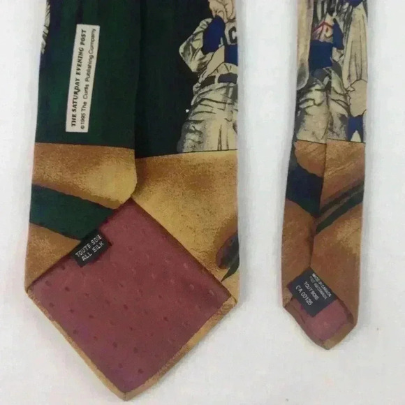 Norman Rockwell Green Multi-Color Silk 58" x 4" - Picture 4 of 5